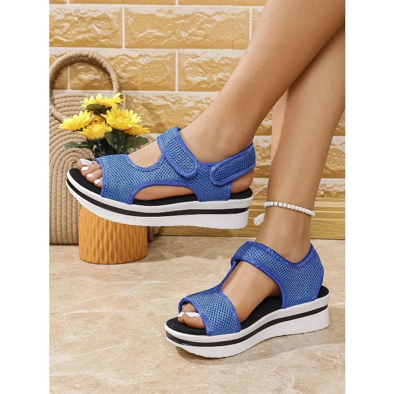 2025 Summer New Arrival Plus Size Chunky Sole Mule-Style Velcro Beach Sandals for Women - Casual Comfortable Women's