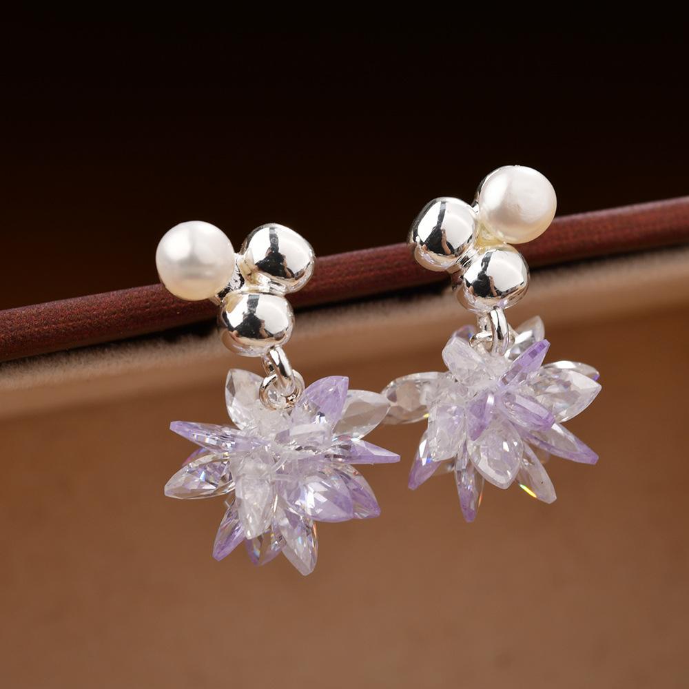 

Summer Crystal Flower Drop Earrings, Dainty Colorful Fashion Stud Jewelry