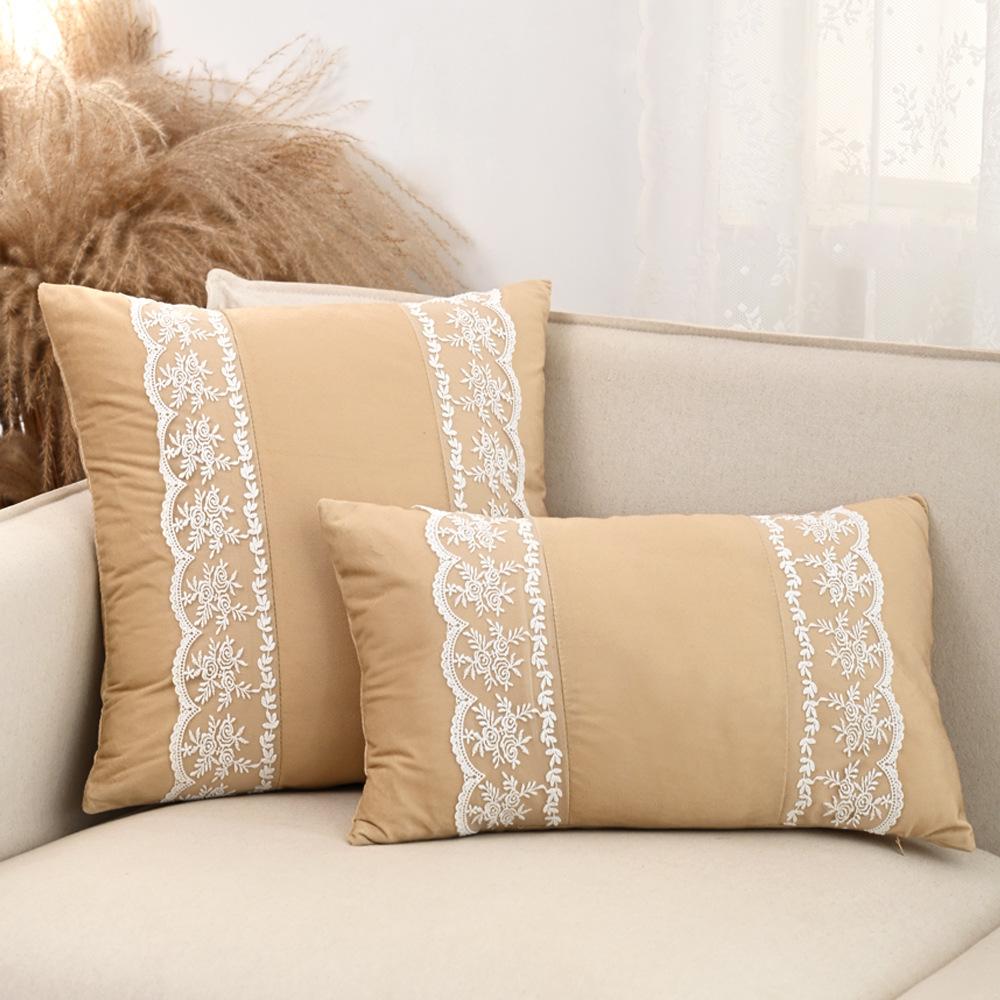 Premium Nordic Ins Style Dutch Velvet Pillowcase Deluxe Rose Lace Embroidered Cushion Cover Fresh Modern Home Decor Pillow Cover