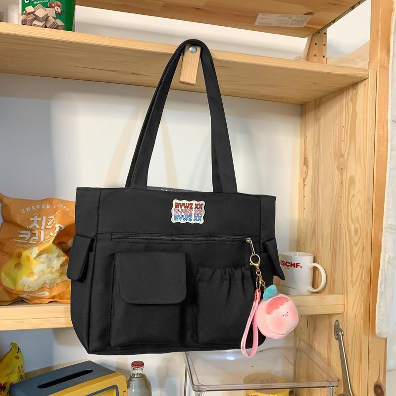 

Сумка для репетиторства для студентов, сумка из нейлоновой ткани, женская сумка через плечо, простая и вместительная сумка для книг, сумка для занятий, универсальная single package чёрный