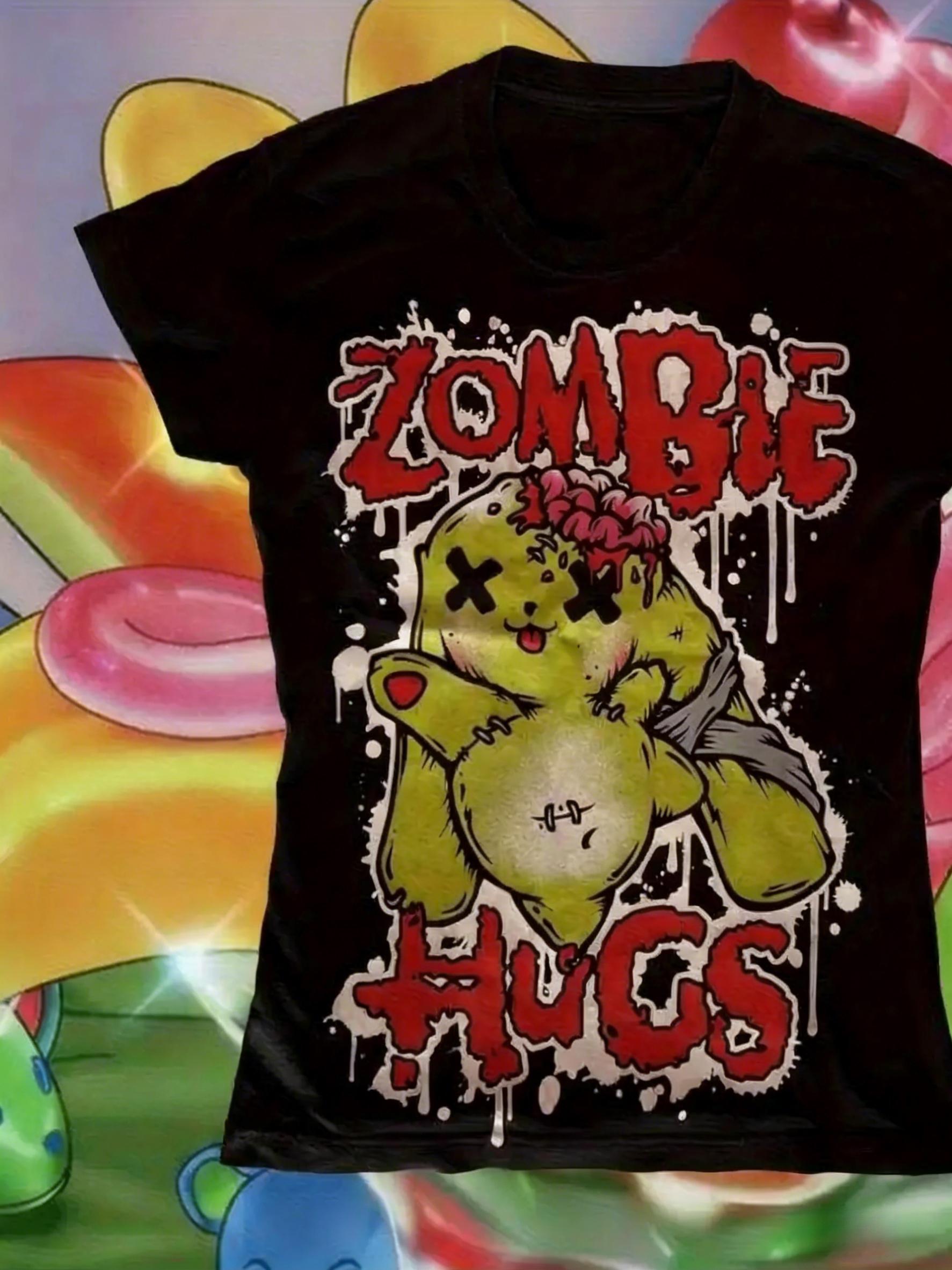 

Нова унісекс футболка в стилі Y2K Панк Готика Харадзюку з чорним принтом Zombie Hugs XXXXL