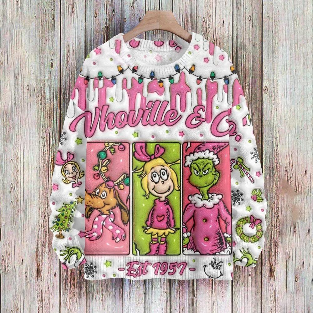 Vánoční móda Pánské Dámské tričko Zelený monster potisk O-výstřih Pulovr Top Ležérní Outdoorová mikina Dětská trička Top Oblečení