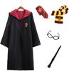 [Iwamatu] Harry Potter Gryffindor Complete Cosplay 5-Piece Set (Robe [Size 125] + Wand + Scarf + Tie + Glasses) Costume, Unisex, 120cm-130cm