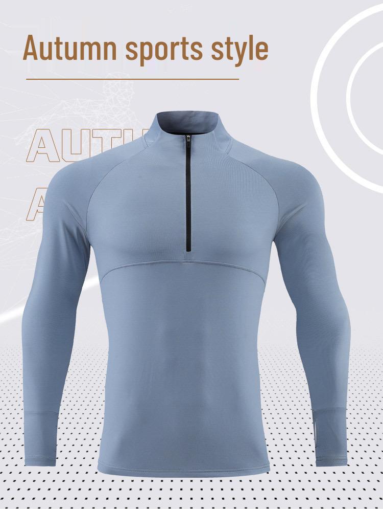 Men's Quick-Dry Reflective Long Sleeve Zip-Up Running Top