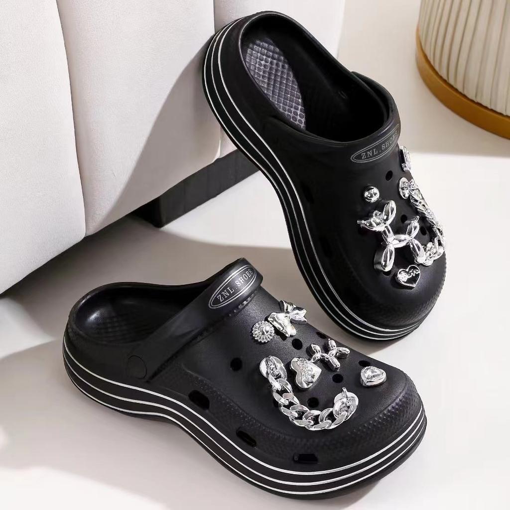 Дірки для жінок, літнє взуття, товста підошва, нековзне, модне інтернет-знаменитість, миле вітерне пляжне взуття, сумка, пара, круті капці