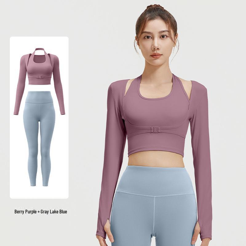 Juyitang Sport Haltertop mit Brustpolster - Atmungsaktive zweiteilige Yoga- & Pilates-Fitnessbekleidung