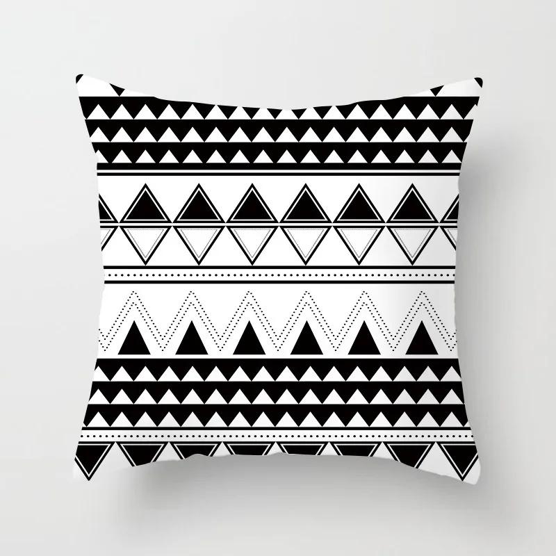 Black and White Geometric Portrait Pillowcase Home Sofa Office Cushion  Cover  Decor Car Decoration