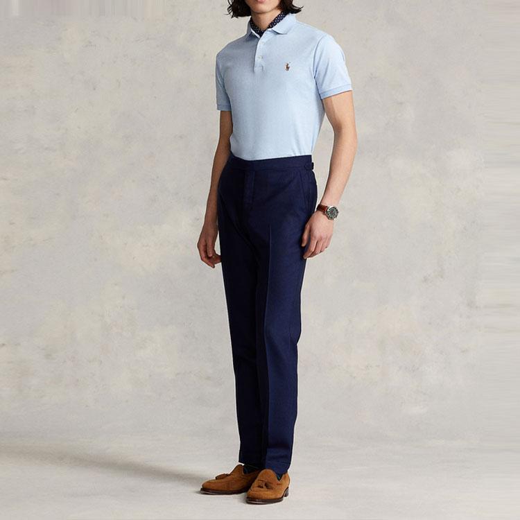 Polo Ralph Lauren SS22 Solid Slim Fit Short Sleeve Polo Shirt Men tops Blue MNPOKNI1N821582-400