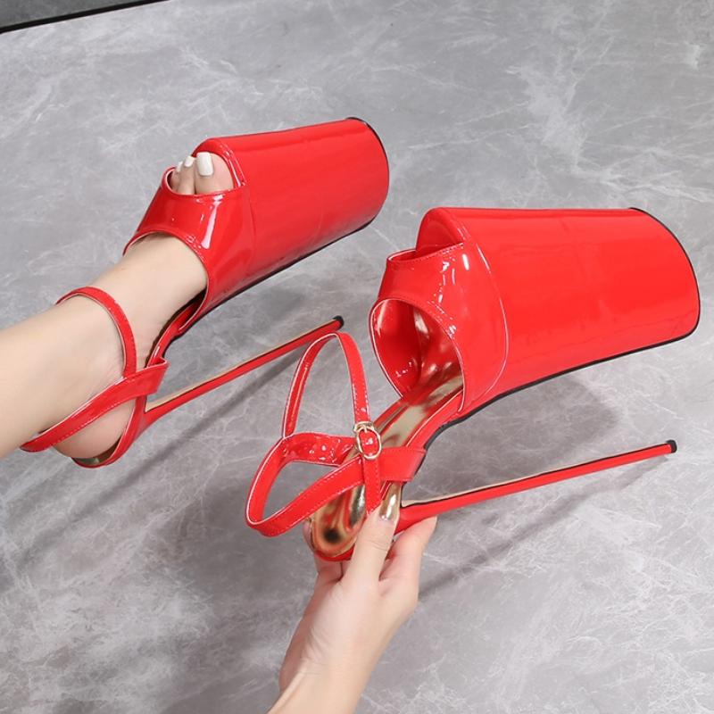Luxury Women Sandals 22cm Super High Heels Summer Shoes Platform Sexy Red Silver Heeled Party Dance Stripper Fetish Shoes Female