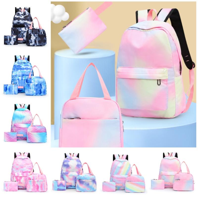 Stylish And Durable Nylon Backpack Set 3 Piece School Bag Lunch Bag And Pencil Case Unisex Design