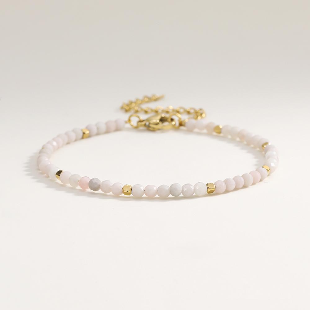 Muliti-color 3mm Faceted Nature Stone Beaded Bracelet For Women Shiny Stainless Steel Square Spacers Exquisite Party Gift