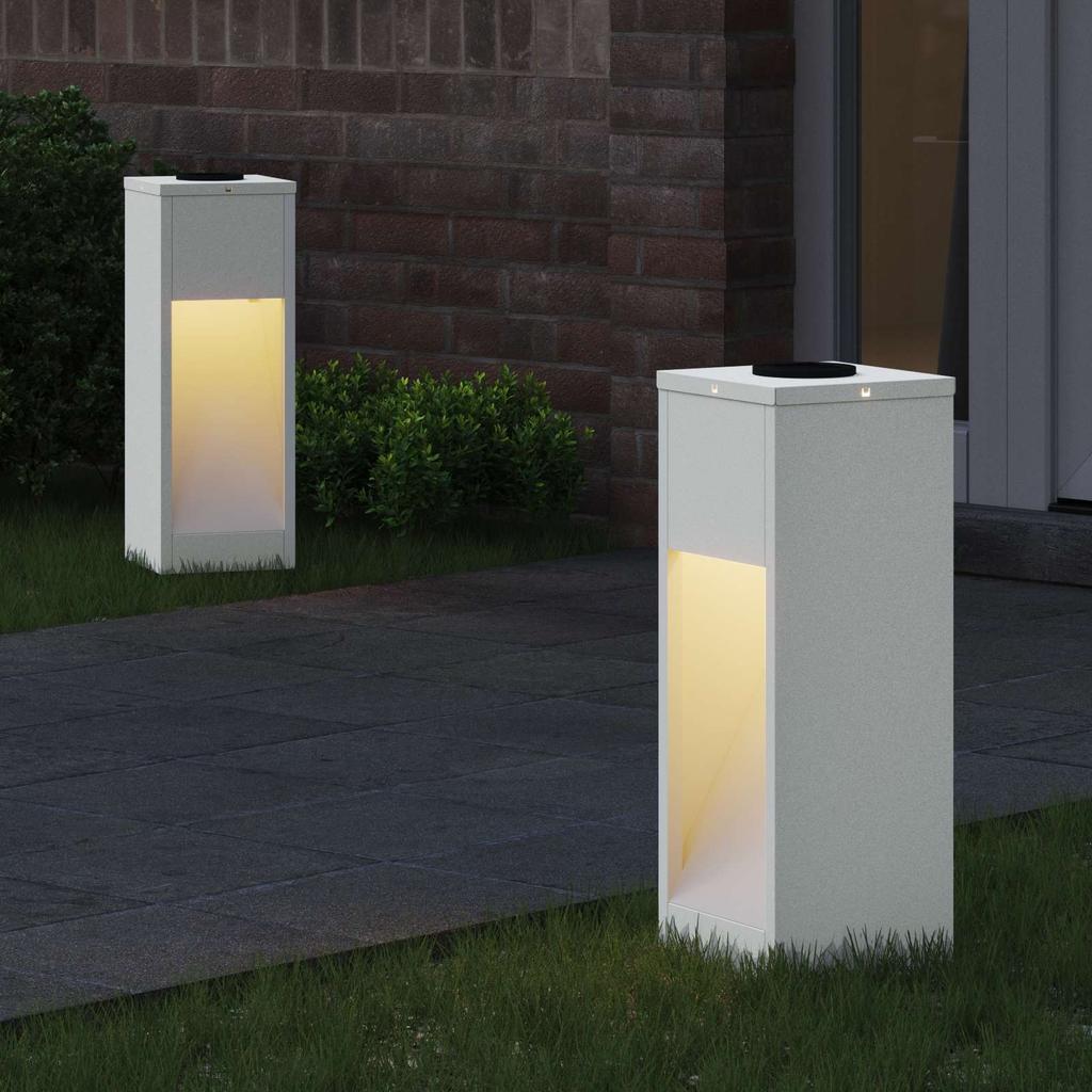 Solar LED Path Light 2 Pcs White Cold Rolled Steel