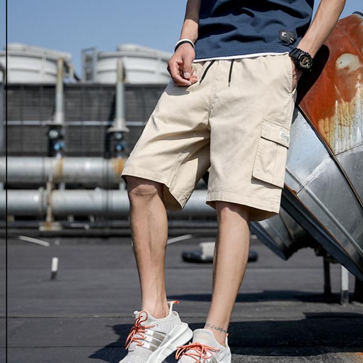 Pánské cargo šortky Nastavitelná stahovací šňůrka Ležérní kalhoty Letní prodyšné šortky Pětiminutové šortky Vícekapsé sportovní šortky
