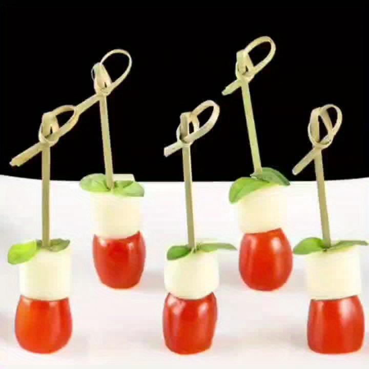 

100pcs, Disposable Bamboo Skewers with Knot Tips for Cocktails, Party Snacks, Outdoor Food Forks, Fruit Picks
