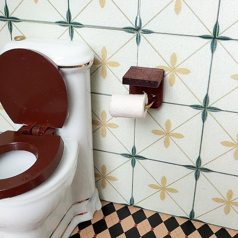 1:12 Puppenhaus Miniaturmöbel Papierhandtuchhalter Toilettenpapier Modell Puppenhaus Badezimmerszene Zubehör Rollenspielzeug