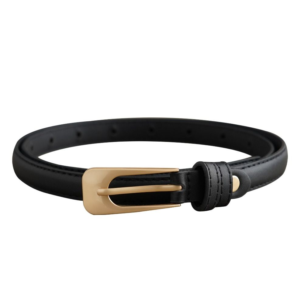 Zinc Zinc Alloy PU Leather Waistband Square Buckle Thin Waist Belt Classic Thin Belt  Jeans