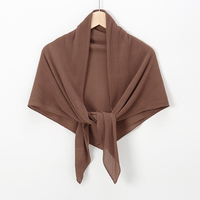 New hot-selling chiffon crumpled square scarf, solid color fashionable pleated shawl bag head multi-purpose yarn scarf