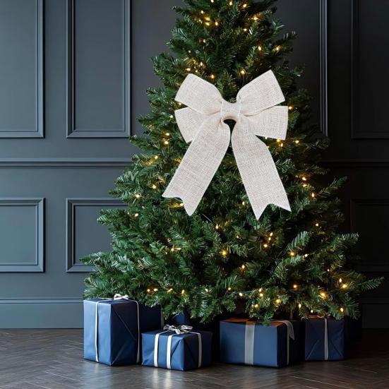 Jutová mašle Rustikální jutové stuhy Mašle Předvázané mašle na věnec Ozdoba na špičku vánočního stromku Ozdoba na narozeninovou svatbu Sváteční párty dekorace