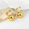 European and American Ins Simple Fashion Plated 18k Gold High Polished Gold Ball Pendant Earrings Stainless Steel Earrings Light Luxury Premium