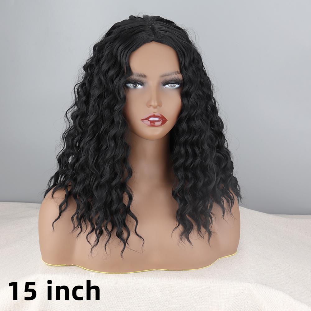 MISS WIG Afrikaanse Vrouwen lange Kinky Krullende Natuurlijk Zwarte Pruik Zonder Pony Synthetische Vezel Diep Krullende Zwarte Pruik