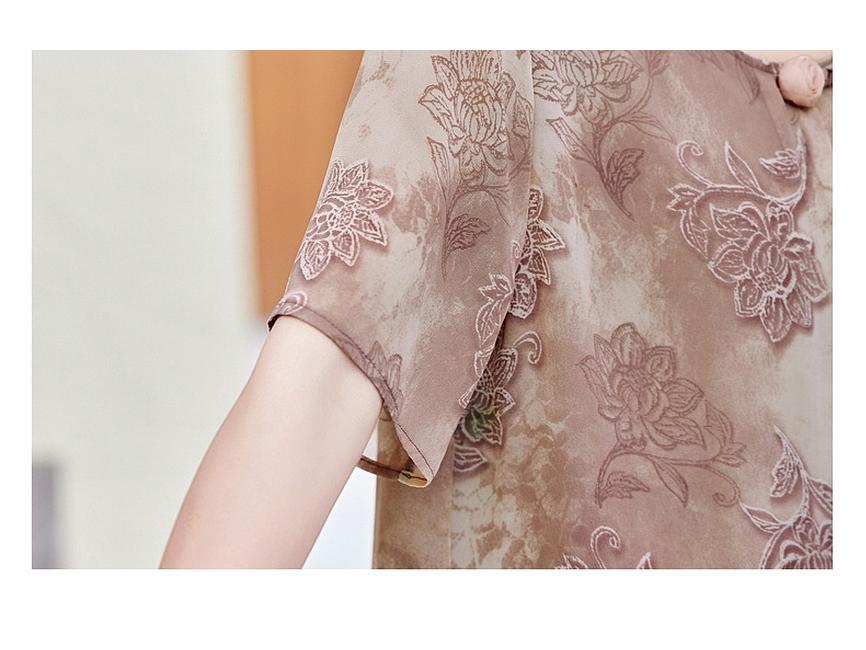 Summer 2025 Chiffon T-shirt & Blouse Set for Middle-Aged & Elderly Women - Fashionable Short-Sleeve Two-Piece