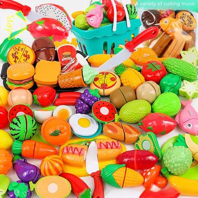 Children's Pretend Kitchen Toy Set: Veggies, Fruits, & Burger Cutting for Fun