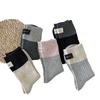 Socks Women'S New Trendy Socks Idea Thick Thread Splicing Cloth Label Cotton Socks Mid-Length Piles