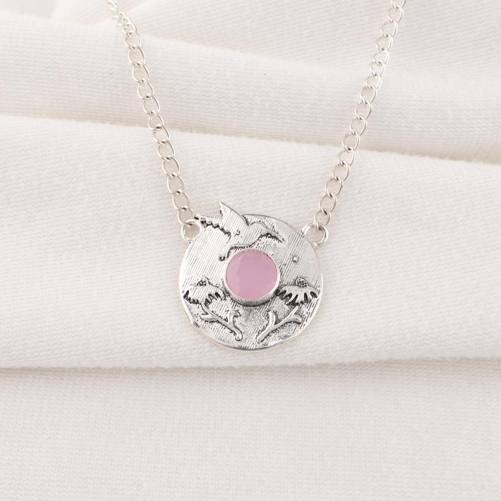 Rose Chalcedony Handmade Gemstone Pendant, 925 Solid Sterling Silver Pendant Antique Jewelry, Pendant For Engagement Gift