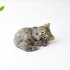 Resin Filled Natural Crystal Sleeping Cat Decor With Gift Box For Home Office Display