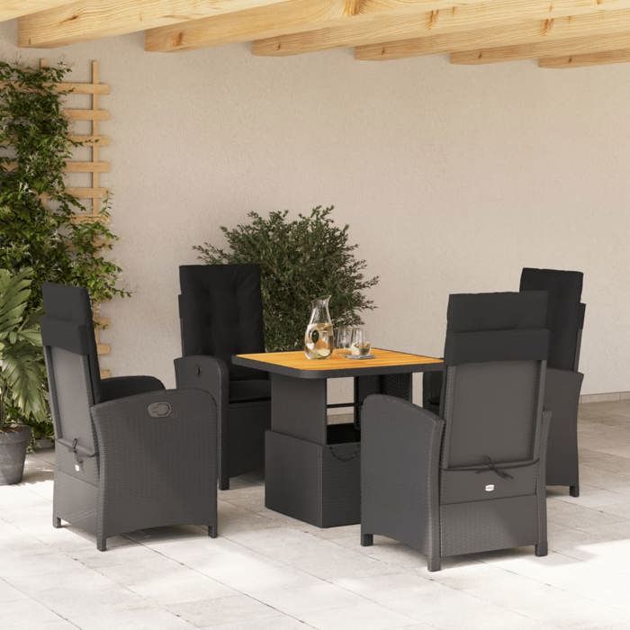 VidaXL 5-Piece Garden Dining Set with Cushions, Patio Table, Patio Furniture, Outdoor Furniture, Black 3277326