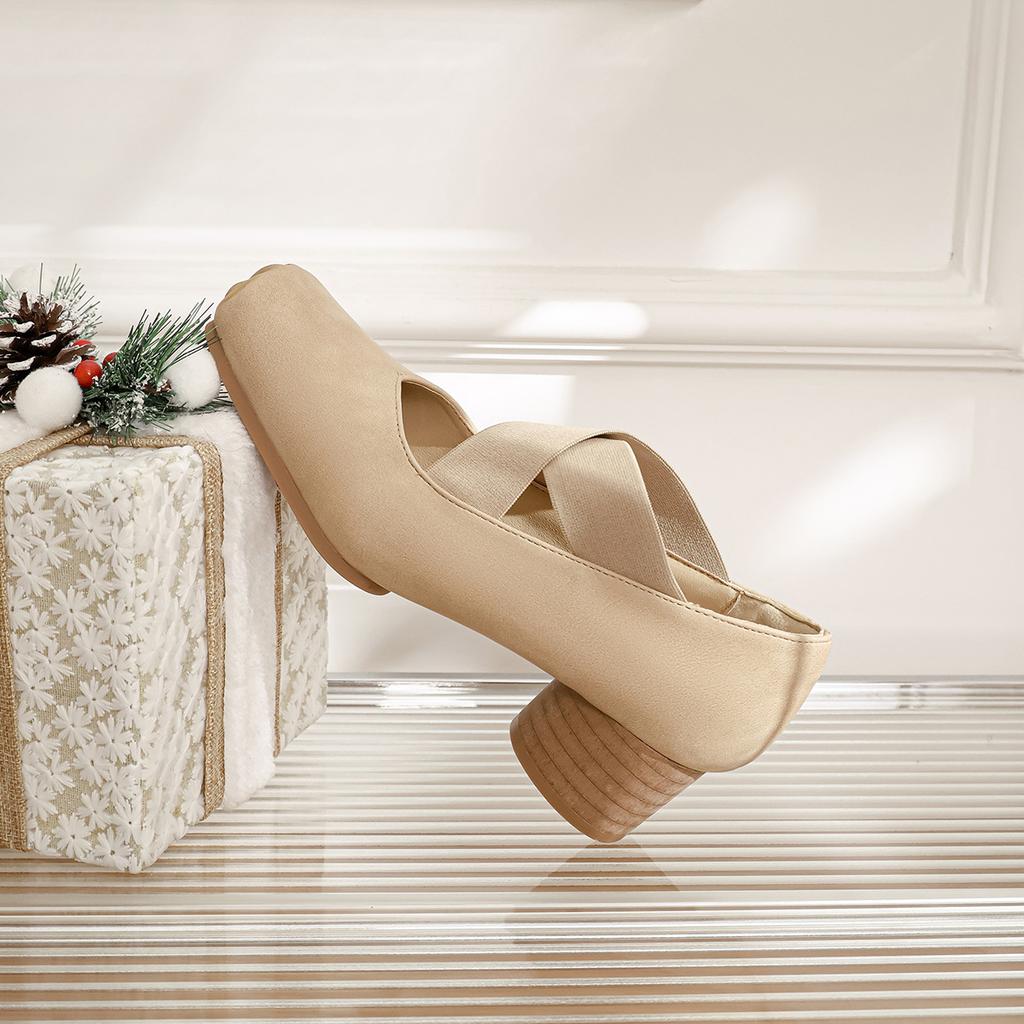 Thick Heel Ballet Shoes Women's Leather Retro Straps Single Shoes 2025 New Shallow Mouth Square Head Fairy Wearing Mary Women's Shoes