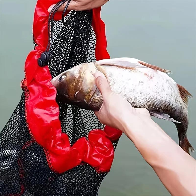 Fishing Collection Bag Login Net Fishing, Portable Fishing Net with Drawstring, Encrypted Mesh Fish Bag