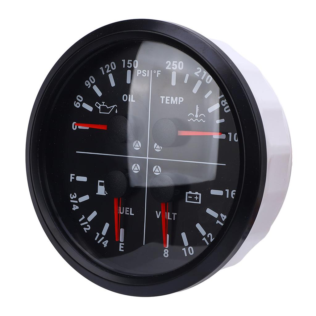 110mm 4 3 8in 4 In 1 Multifunction Gauge DC 12V 0 150PSI Oil Pressure Fuel Level 100 250 Fahrenheit  Water Temp 8 16V