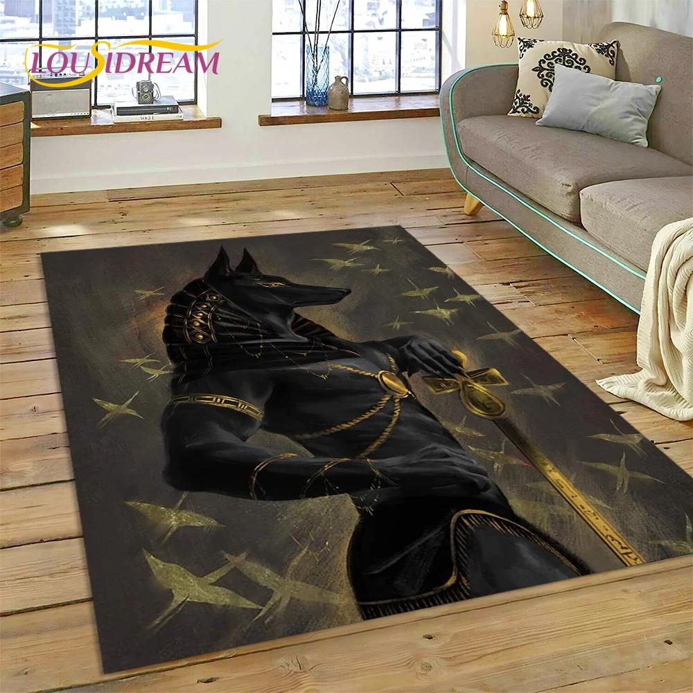 Tappeto 3D Anubis Faraone Horus Mitologia egizia Dei Tappeto per casa Soggiorno Camera da letto Divano Zerbino Decor, Tappeto Tappetino antiscivolo