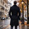 Men's Double-Breasted Long Wool Overcoat Winter Trench Coat for Business Casual