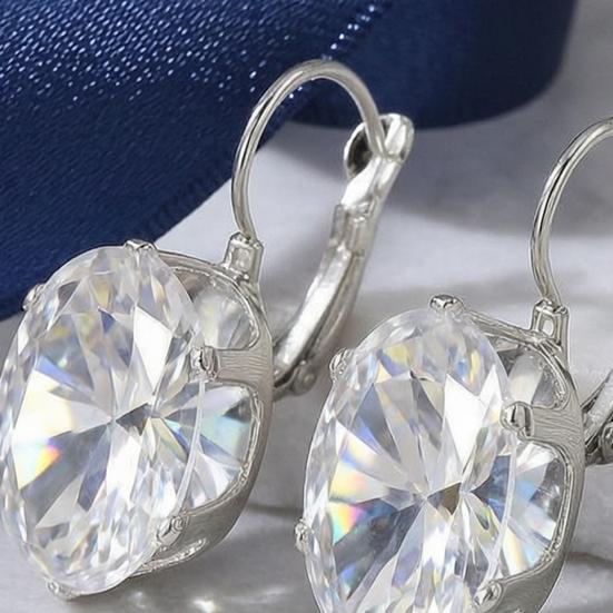 Stylish Ear Accessories for Ladies 1 Pair Cubic Zirconia Drop Dangle Earrings Women, Faux Streamlined Jewelry Commuting Crystal Hoop Levelback