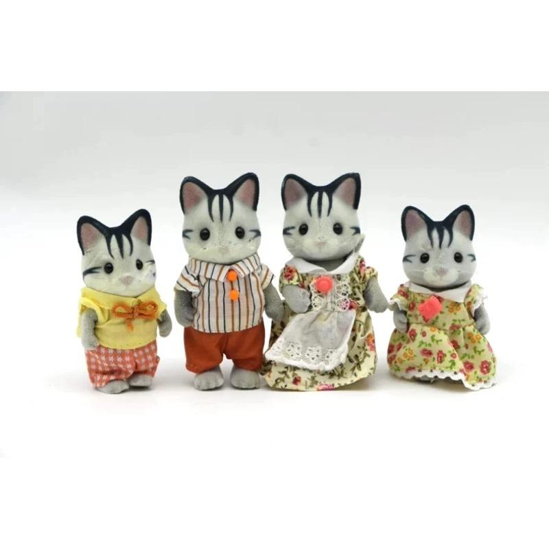 Original Forest Animal Family 1:12 Mini Dollhouse Furniture Rabbit Bear Dog Cat Pets Figure Toy Dolls Kids Gift