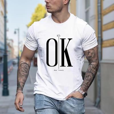New Summer Men's Fashion T-shirt Personality OK Printed Men's T-shirt Top