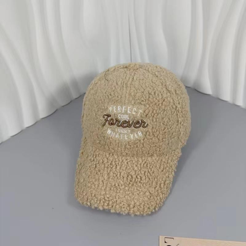 Cozy Plush Embroidered Letter Baseball Cap for Women - Warm, Versatile Winter Hat In Black
