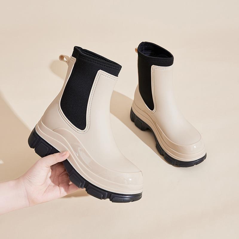 Women's Chelsea elastic rain shoes medium and high waterproof and non-slip rain boots can be worn outdoors in the rain