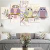 5 Pieces Wall Art Canvas Painting Abstract Owl Poster Pictures Modern Home Decoration Living Room Bedroom Modular Framework
