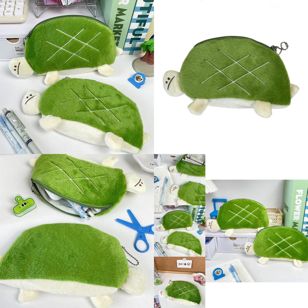 Adorable Estuche de Lápices de Tortuga de Peluche Lindo Bolso de Papelería de Animales Para Niños Almacenamiento