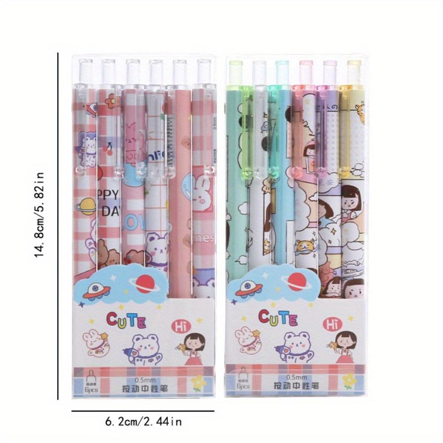 Înapoi la școală sezonul de 0,5 mm 6 pixuri de presă în cutie pentru învățare creativă stilou cu gel de presă de înaltă valoare Papetarie de birou drăguță stilou cu semnătură pe bază de apă