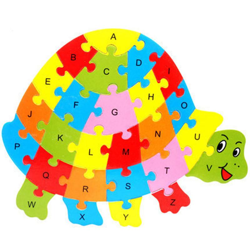 English Letter Building Block Wood Animal Jigsaw Puzzle Children Cognition Intelligence Toy For Toddlers Early Educational Gifts