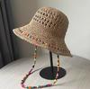 Daisy Raffia Woven Empty Top Hat Children Summer Outdoor Seaside Vacation Sunshade Sun Protection Straw Hat