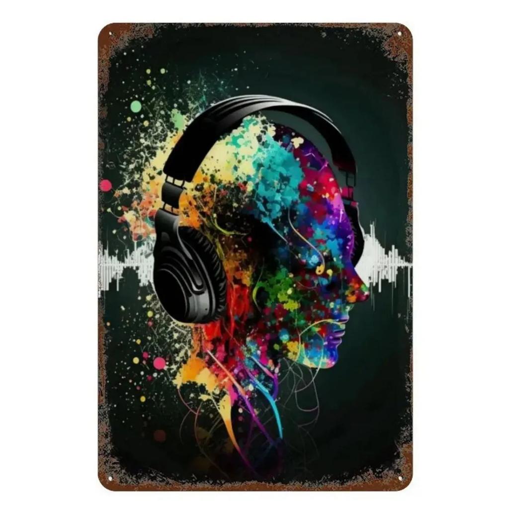 Metal Tin Signs Lighting DJ Wall Decoration Plaque Vintage Art Poster Iron Painting for Man Cave Home Cafe Game Room Club Bar
