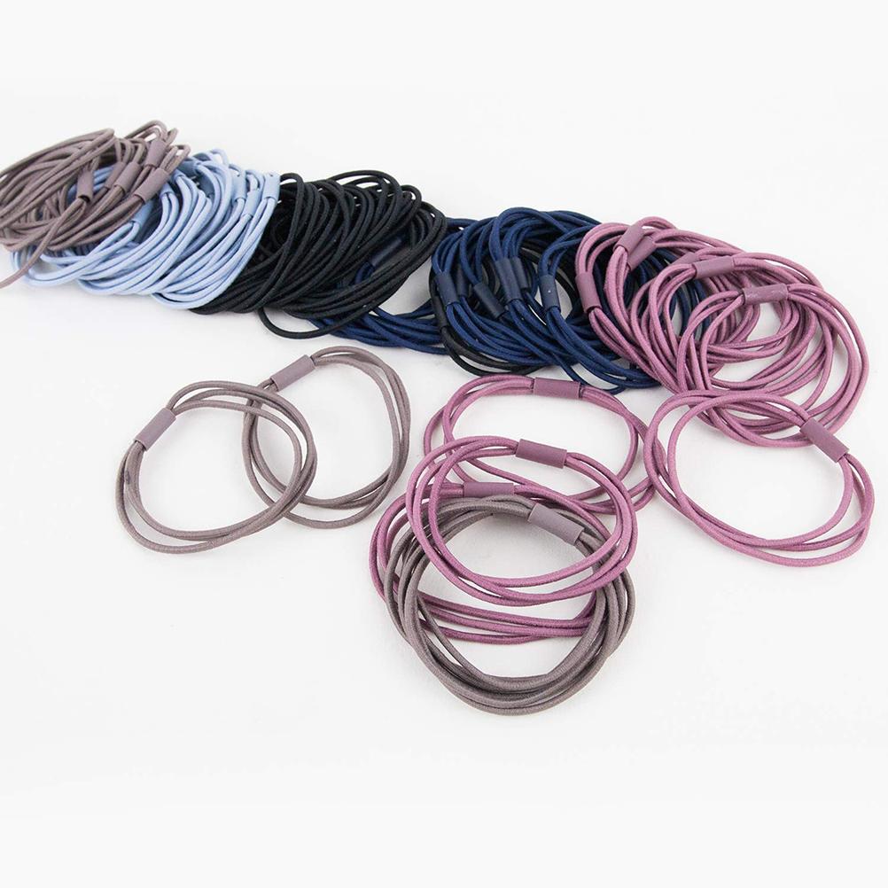 50Pcs Girls 3 In 1 Hair Ties Elastic Headband for Ponytail Holders Thick Heavy and Curly Hair Accessories