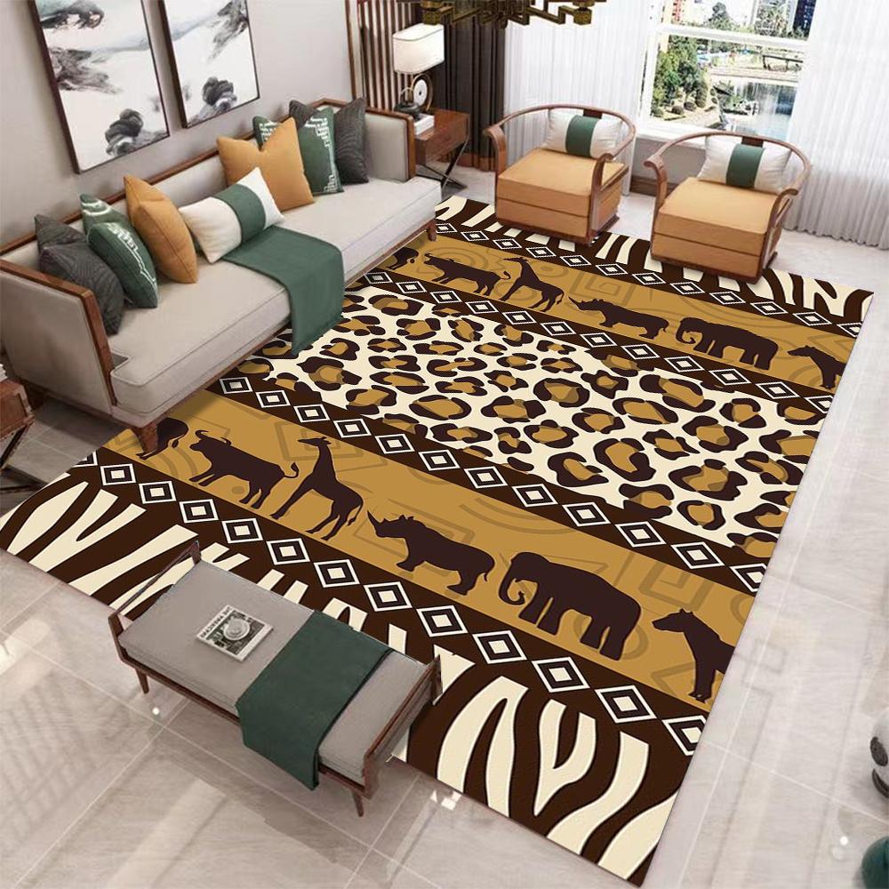 Bohemian Ethnic Carpet Mat Rug Animal Horse Cow Print Geometric Pattern Colorful Home Decoration Living Room Bedroom Floor Mat