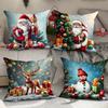 Christmas Pillow Cover Holiday Decoration Home Sofa Cushion Pillow Cover 4-piece Set
