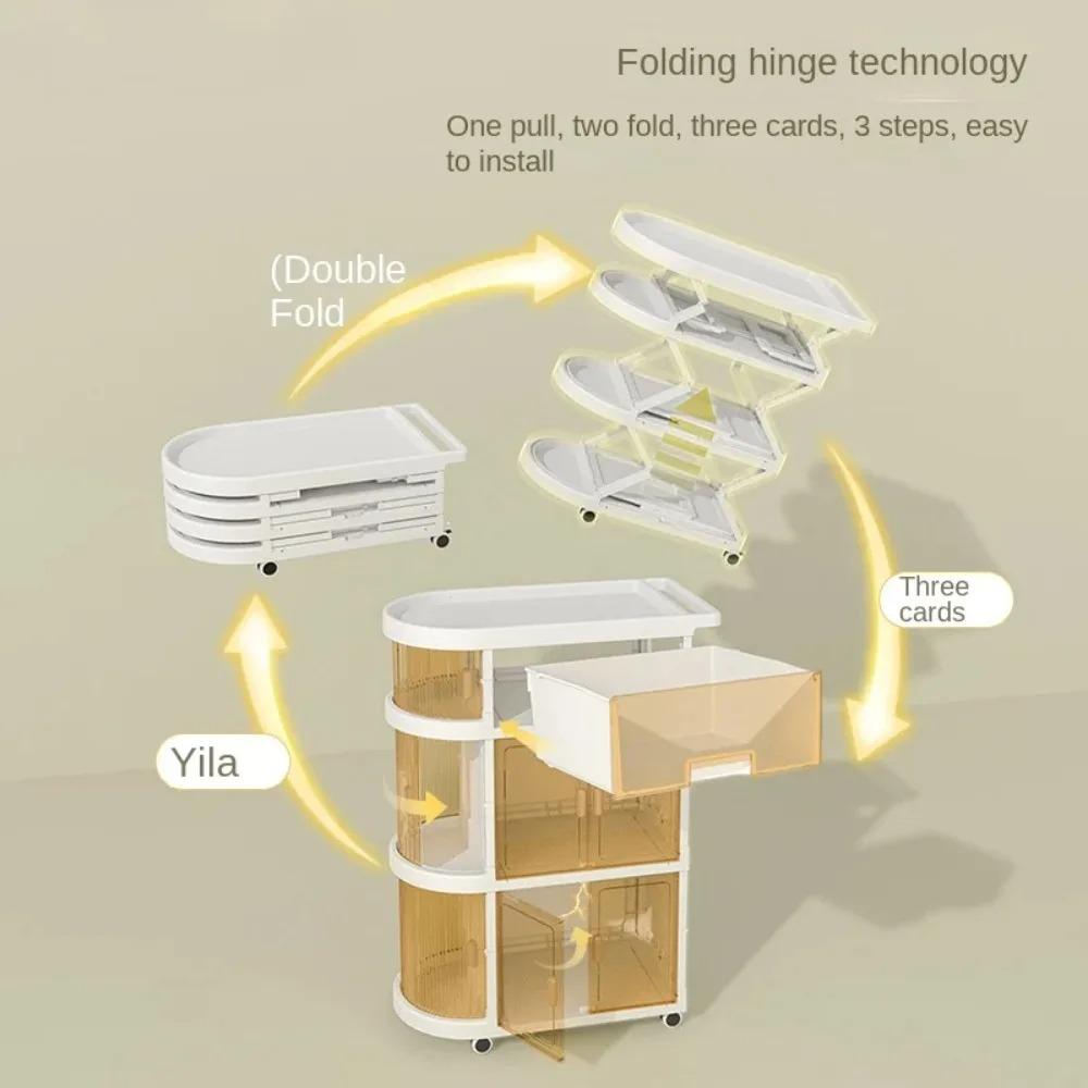 Children Storage Cart PP Material Floor Standing Bedroom Home Trolley Multi-storey Portability Foldable Products Storage Shelves